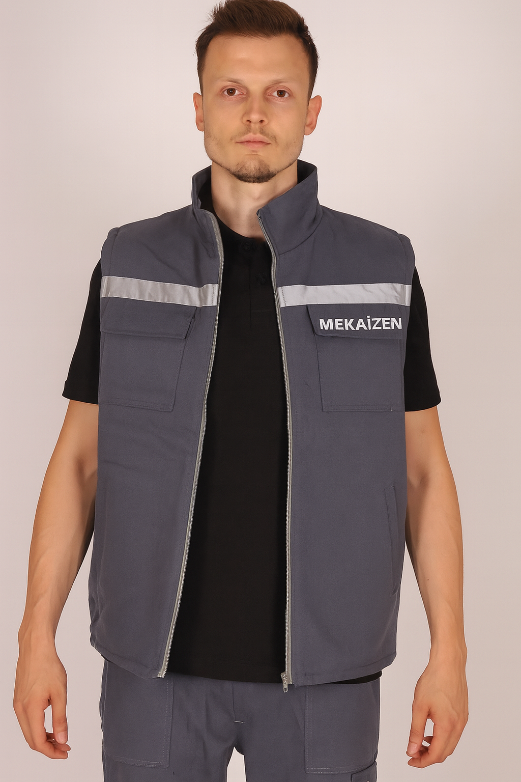 Mekaizen Reflektörlü Antrasit Yelek