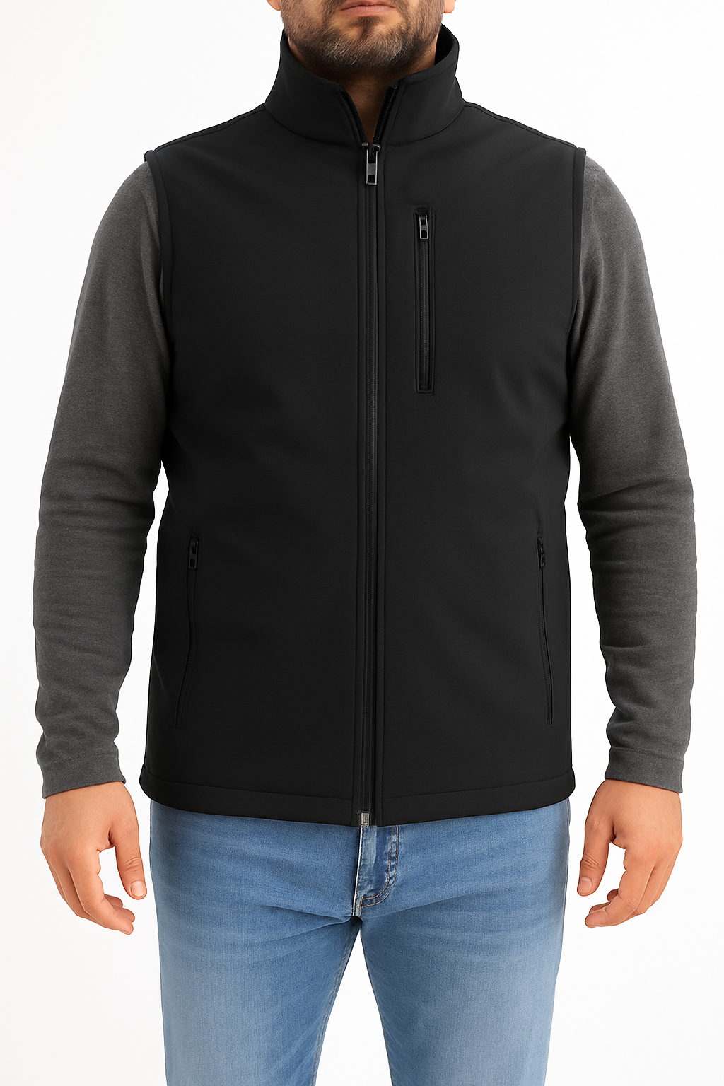 MEKAİZEN Şık ve Minimalist Siyah Softshell Yelek